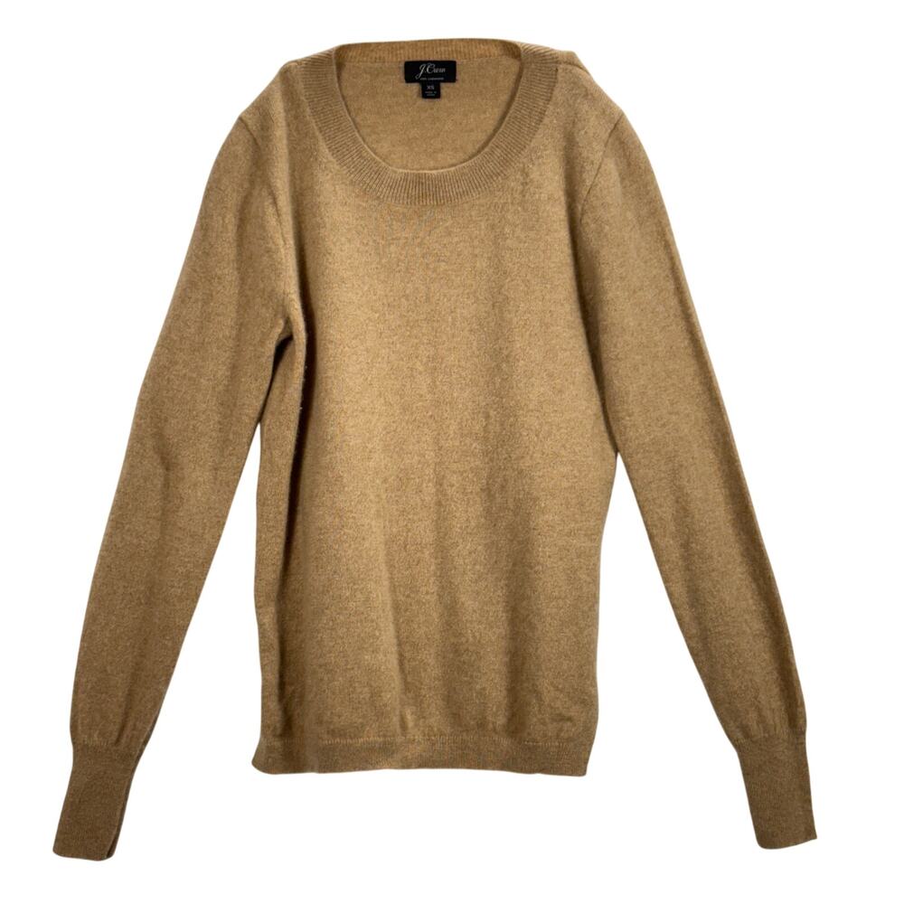 J.CREW 100% Cashmere Sweater Women's XS Classic Crewneck Pullover Camel Tan